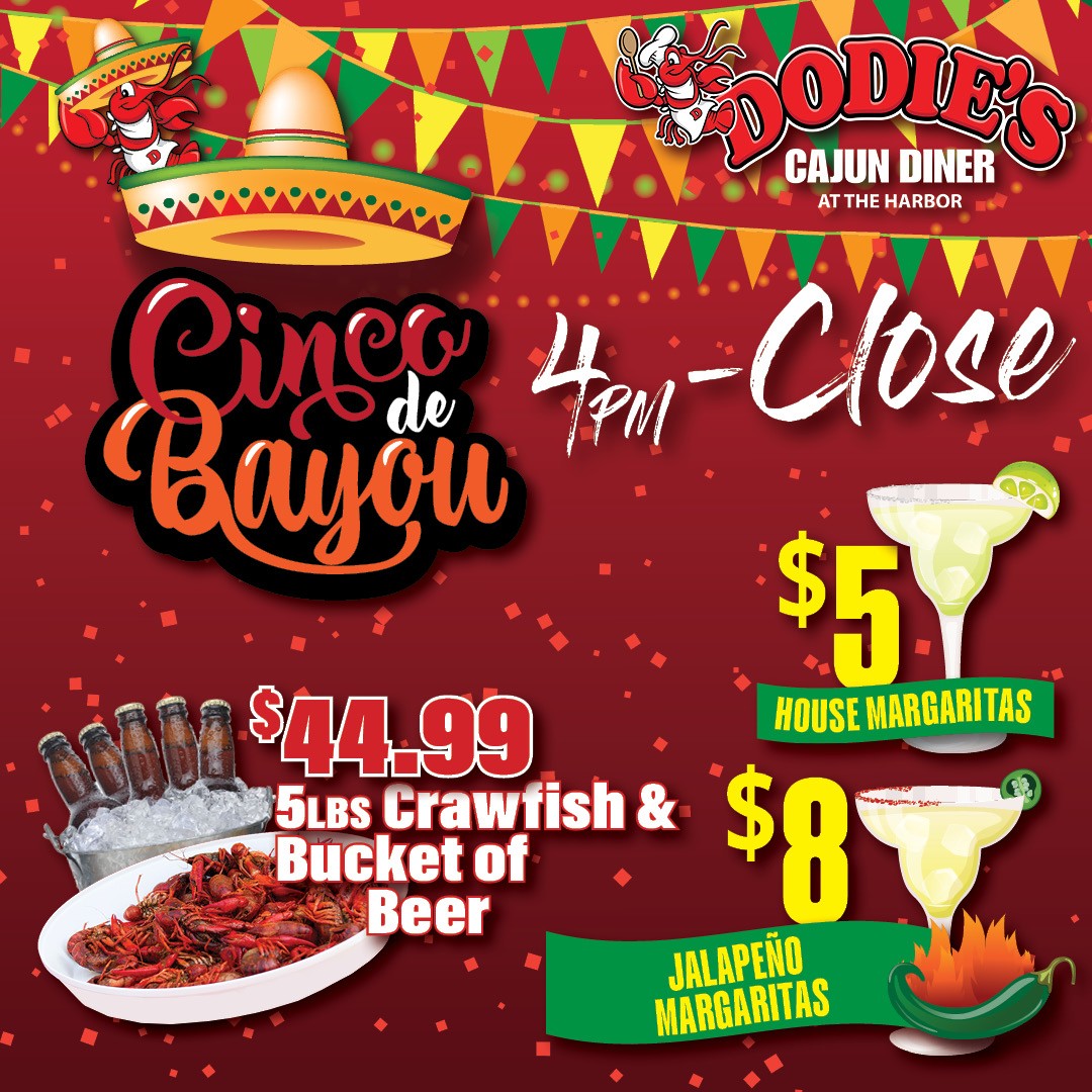 Cinco de Mayo at Dodie's Rockwall Cajun Restaurant Live Fresh Crawfish and Margaritas